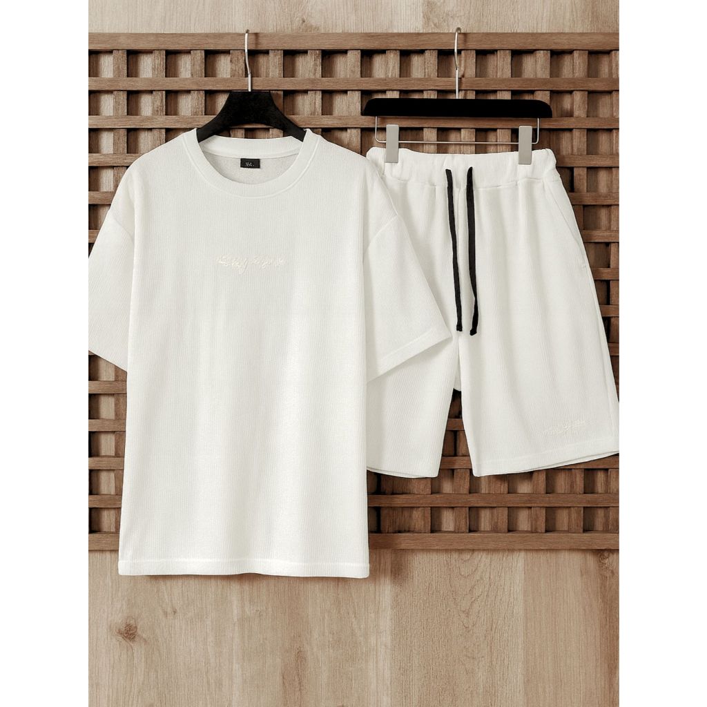 Conjunto Masculino Verão Short Camiseta Tricô