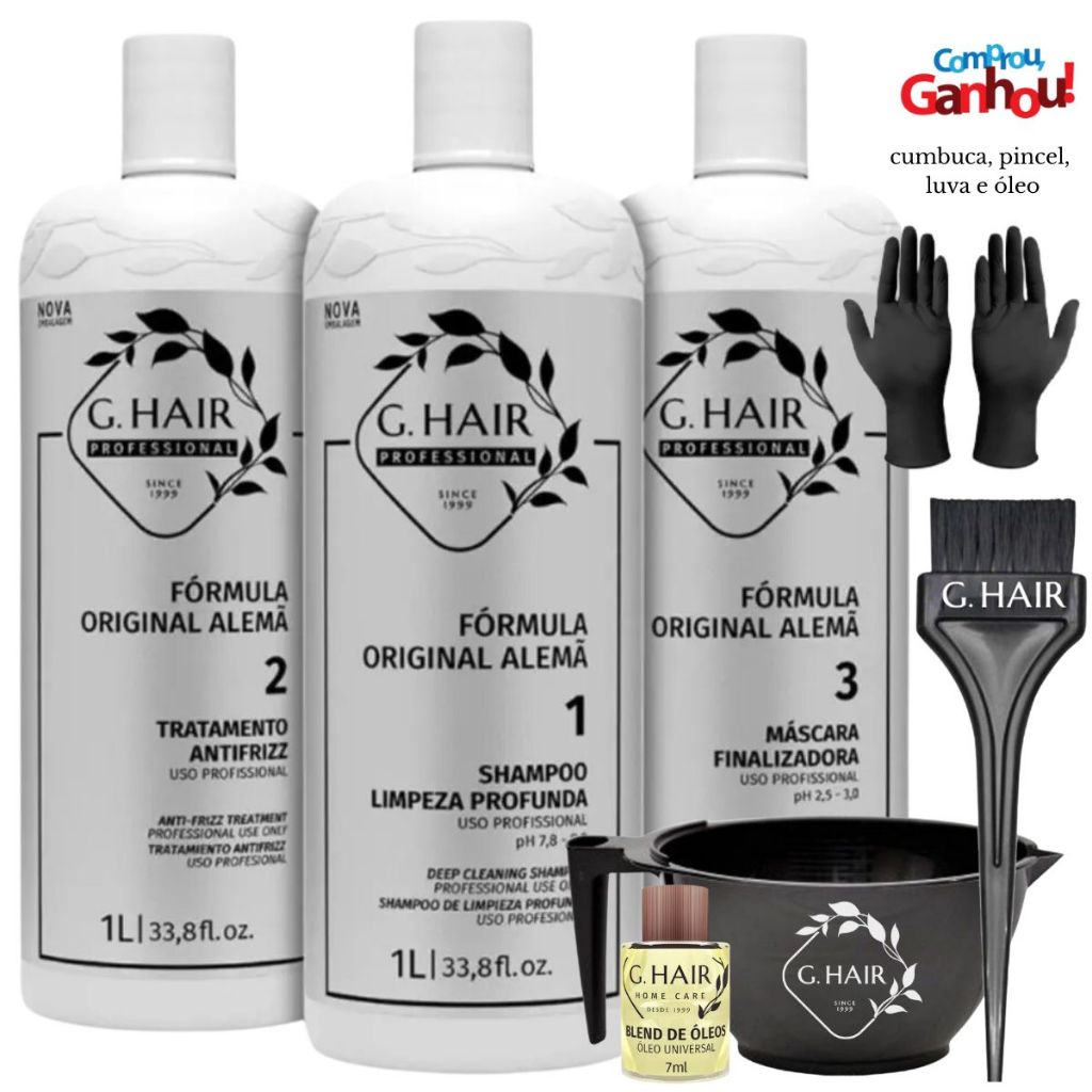 Inoar Ghair Kit Alemã Kit 3x1L + Óleo capilar 7ml + Kit Aplicação