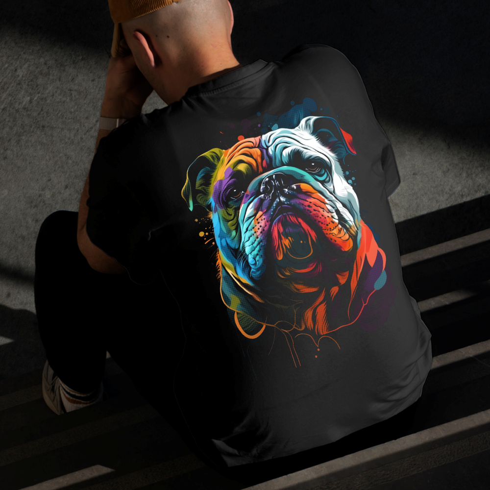 Camiseta Masculina Estampada Cachorro Colorido 100% Algodão Estilo Conforto Diário Do Tamanho P ao GG