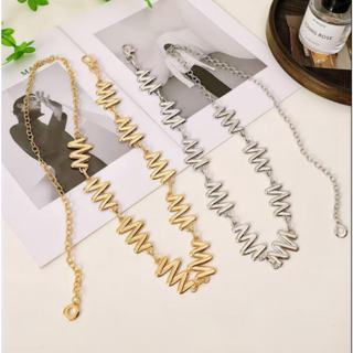 Cinto Metalico Estilo Cyberpunk | Design Geometrico com Detalhes Relampago para Mulheres em Oferta na Shopee