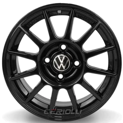 Kit 4 Rodas Aro 14 4x100 Racing Turismo Vw Volkswagen Saveiro Gol Black Piano Bicos de Brinde K76