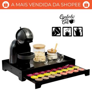 Bandeja Cantinho do Café com Gaveta 40 Cápsulas MDF Premium para Dolce Gusto, 3 Corações e Nespresso em Oferta na Shopee