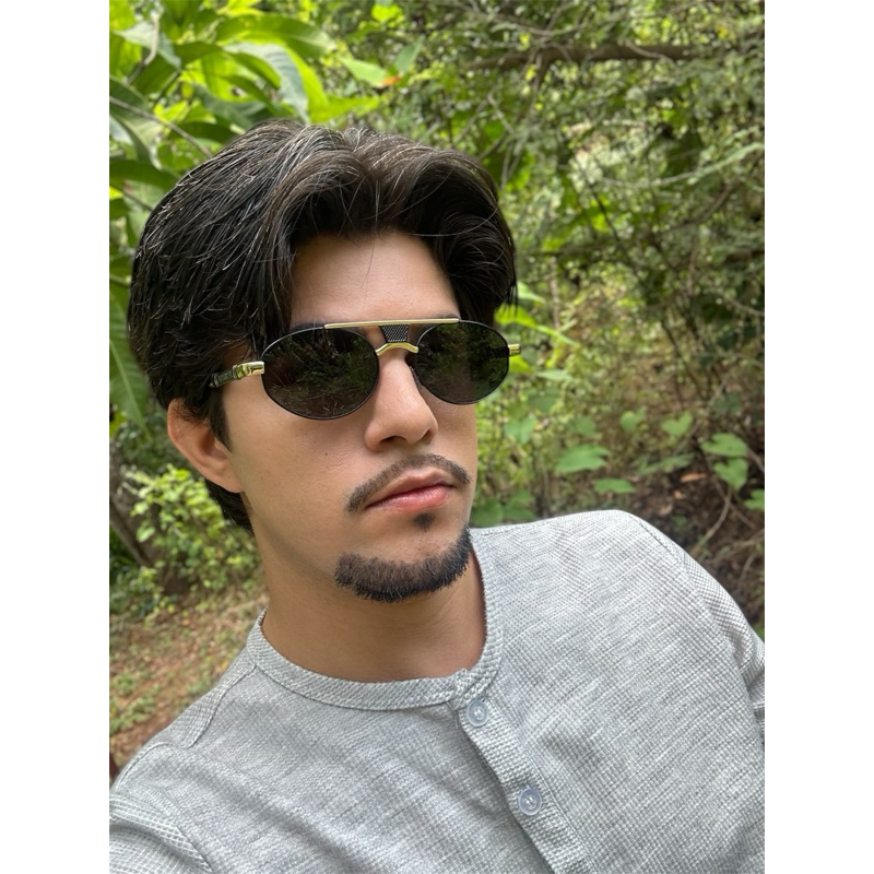 Óculos De Sol Redondo Oval Moda Unissex Blogueira Espelho Dourado Preto Dourado Preto