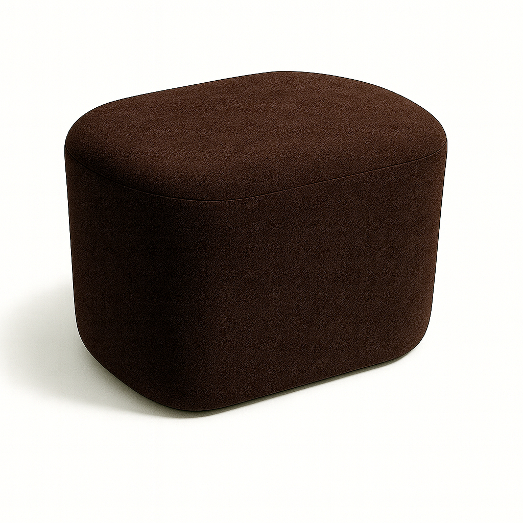 Puff Orgânico Oval Reforçado- Tecido Suede Marrom - Quartos , Salas