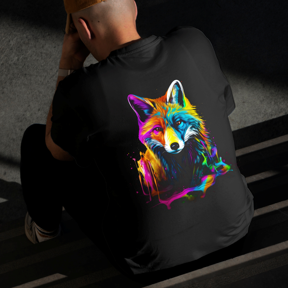Camiseta Masculina Estampada Lobo Calmo 100% Algodão Estilo Conforto Diário Do Tamanho P ao GG