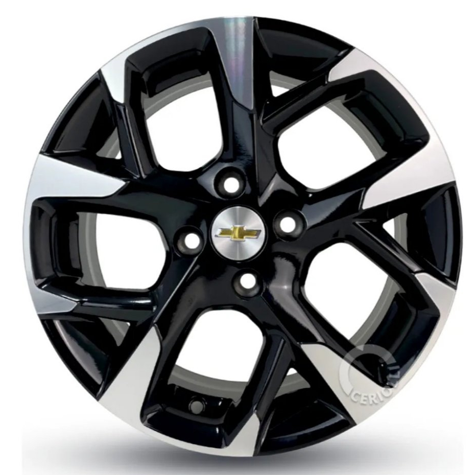 Kit 4 Rodas Aro 15 4x100 Modelo Nova Montana Onix Krmai Cor Preto com Diamantado Bicos de Brinde S47
