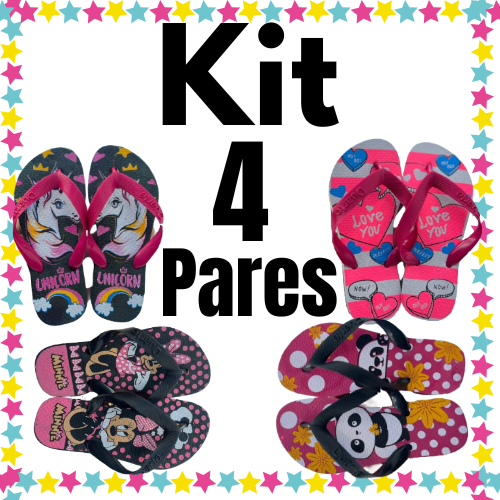 Kit 4 Pares de Chinelo Infantil Feminino Menina Mais Vendidos 2025