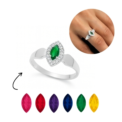 Anel de Formatura Prata 925 Feminino Personalizado Curso Profissão Formando Pedra Zirconia