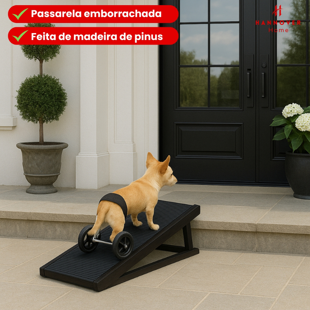 Rampa Pet para Cama e Sofá Antiderrapante Cães Gatos Ajustável Madeira de Pinus Regulável Cachorros — foto 5
