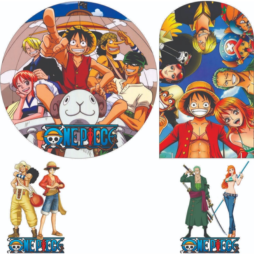 Festa na Mesa One Piece Totens e Painéis Adesivados em MDF
