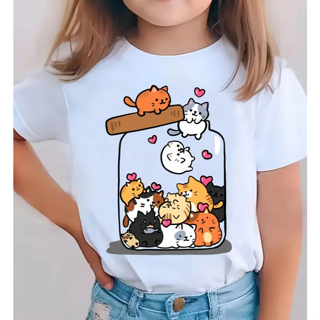 CAMISETA INFANTIL FEMININA CASUAL ESTAMPA GATO EM GARRAFA 100% ALGODÃO em Oferta na Shopee