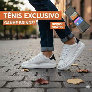 Tênis Masculino Branco Casual Confortável e Estiloso 38 ao 45 + Porta-Cartão em Oferta na Shopee