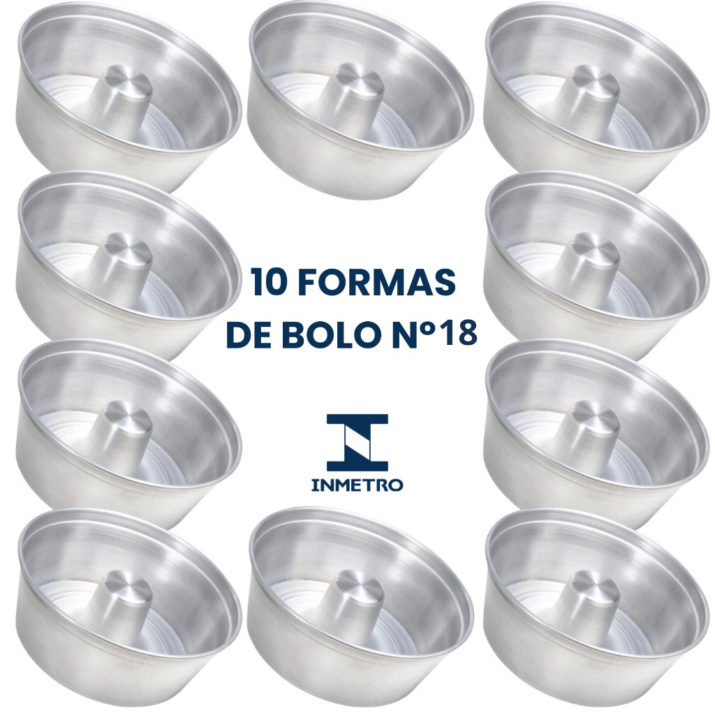 Forma de Bolo Caseiro 18cm – Alumínio Resistente com Furo Central