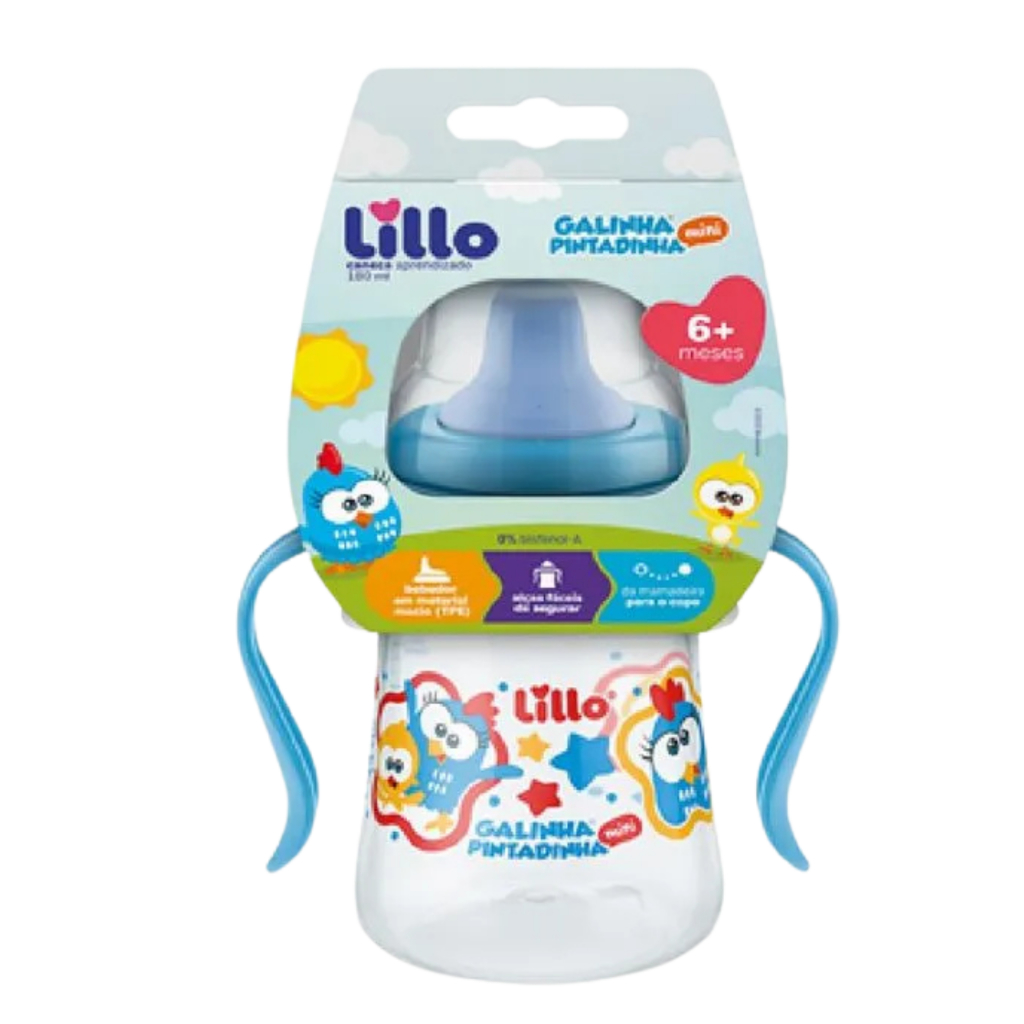 Copo de Treinamento- Caneca Infantil com Alças Lillo Antivazamento Galinha Pintadinha 180 mL