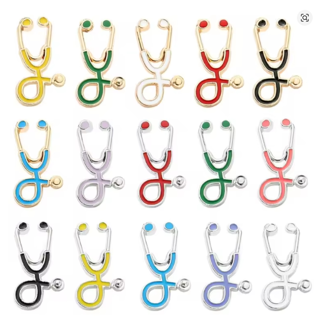 Pin Medicina Estetoscópio de Metal Médico Botton Enfermagem Estudante Broche