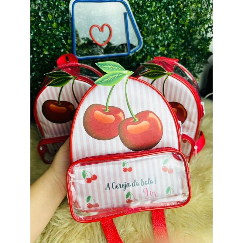 Kit mochila transparente com bolso cristal  3D Personalizado lembrancinha infantil VARIOS TEMAS
