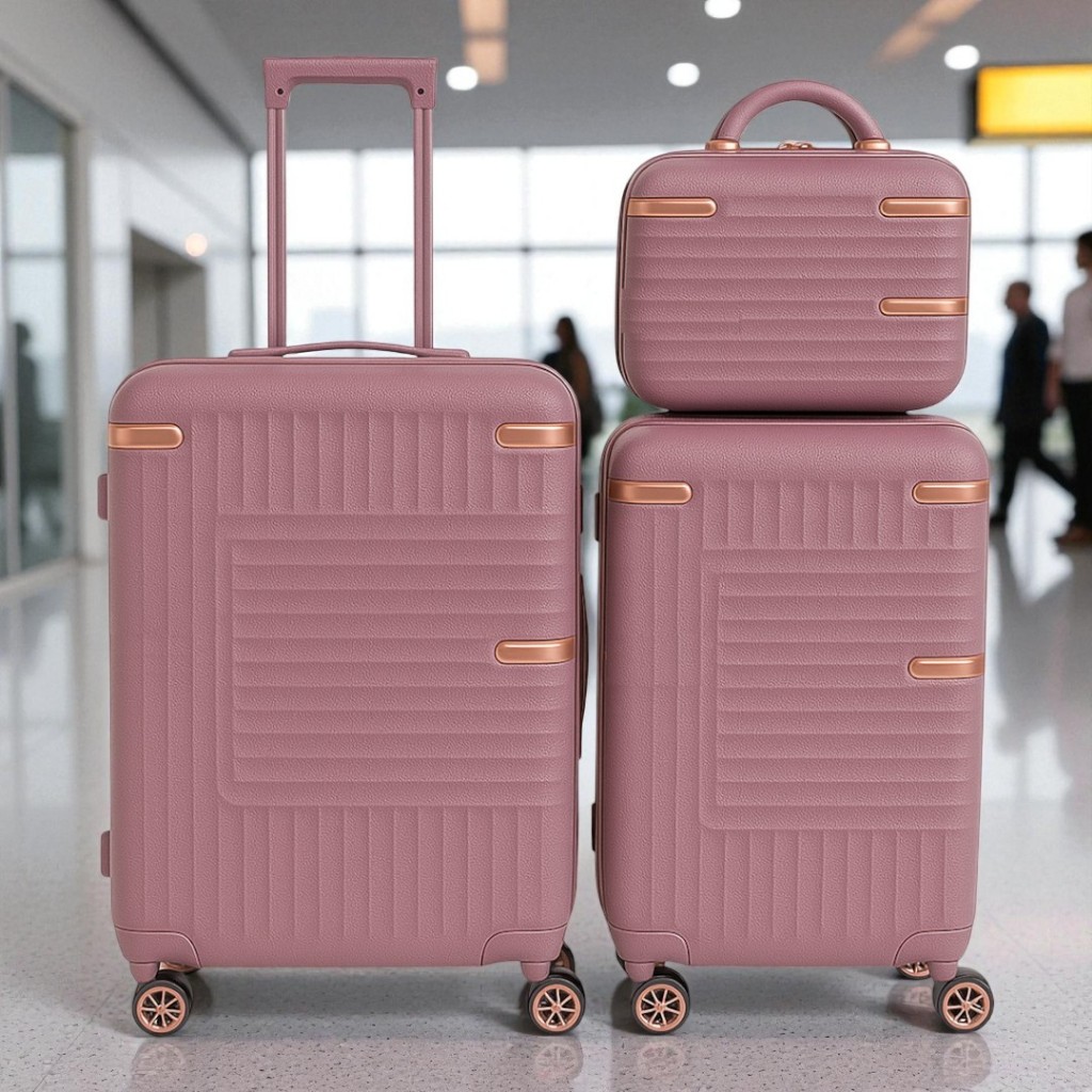 Mala conjunto Kit Malas Viagem Bordo Mão e Despacho Compacto Frasqueira Material resistente ABS Premium Rodinha K3