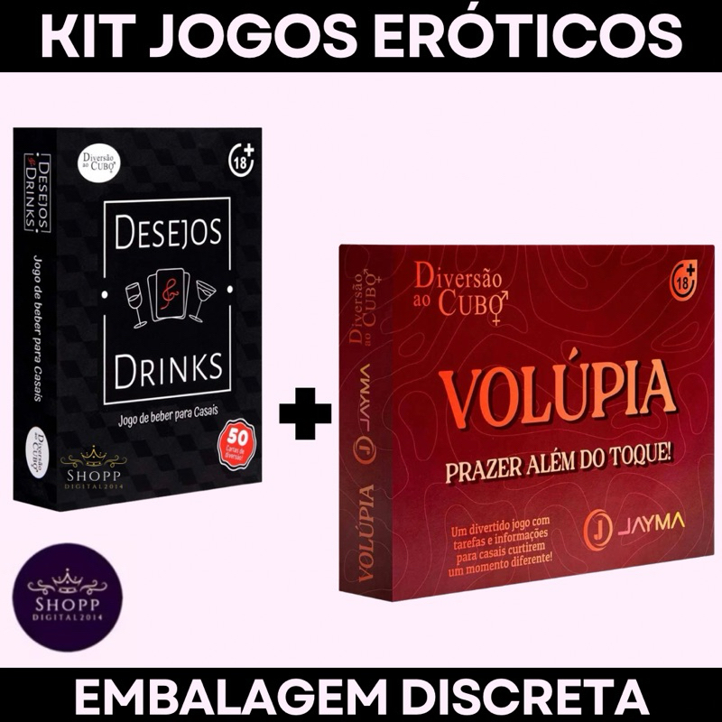 Kit Jogo de Tabuleiro Volúpia com cartas + baralho Desejos e Drinks jogo erótico casal Sex shop em Oferta na Shopee