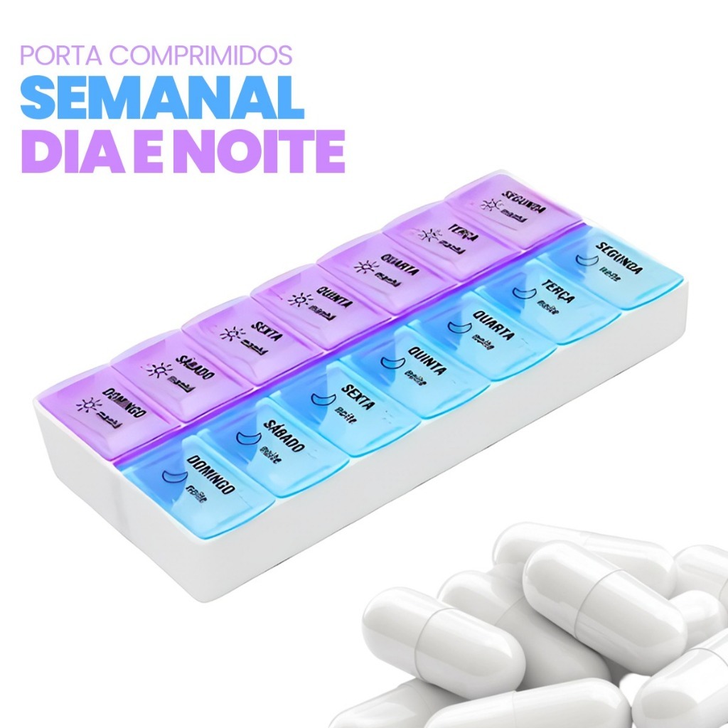 Porta Comprimidos Dia e Noite Duplo Semanal 7 a 14 Dias