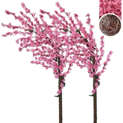 Kit 2 Cerejeira Artificial Galho Curvo Rosa Branca Amarela Pink