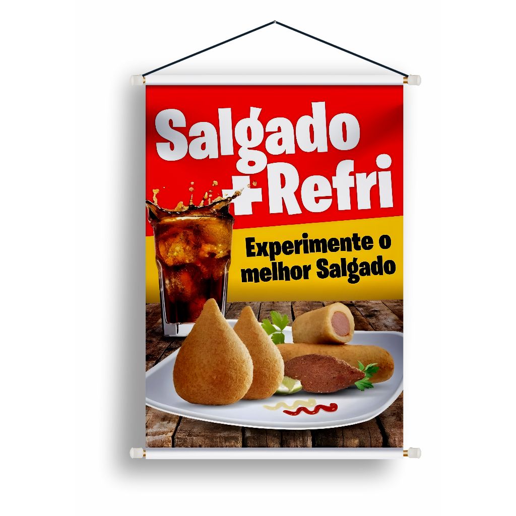 BANNER LONA ARTE PRONTA - SALGADO MAIS REFRI