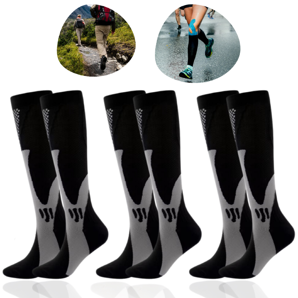 Meia Alta Compressão Unissex Esportiva 20-30 mmhg para Corrida Ciclismo Treino Funcional Meião Vôlei Futebol 3/4 homens em Oferta na Shopee