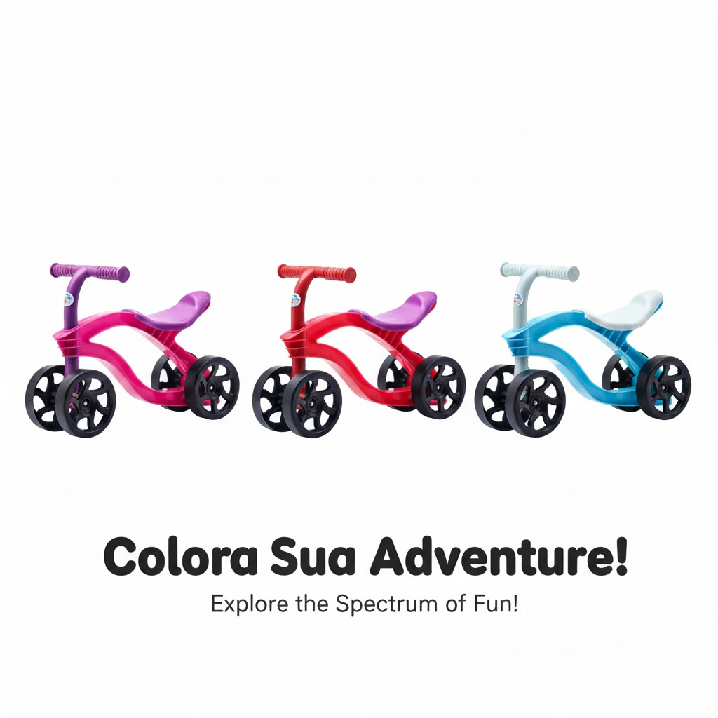 Bicicleta Equilíbrio Infantil 4 Rodas Futurista Diversão e Desenvolvimento Sem pedal 4 Rodas Andador