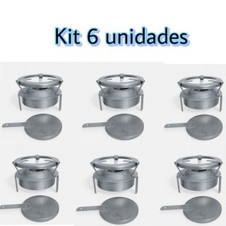 Kit 6 fogareiros espiriteira fogão portátil a álcool sem pintura para camping, caminhoneiro, pesca, sobrevivência