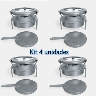 Kit 4 fogareiros espiriteira fogão portátil a álcool sem pintura