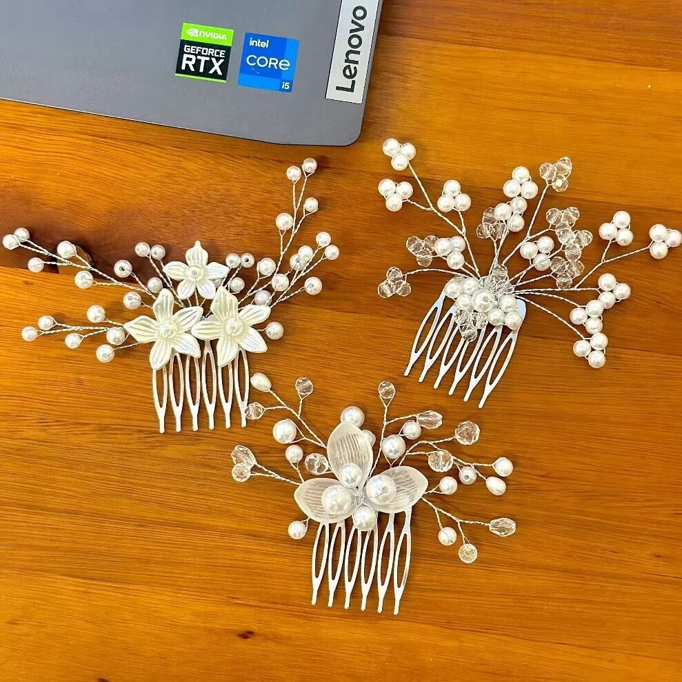 Kit 1/2/3/6 unidades Pente de Cabelo de Casamento Para Noiva Com Pérolas Sintéticas e Strass - Acessório de Cristal em Oferta na Shopee