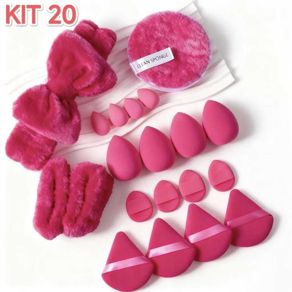 KIT 20 Peças set Profissional Rosto Tiaras, Laço, Pulseiras e Esponjas de Beleza em Oferta na Shopee