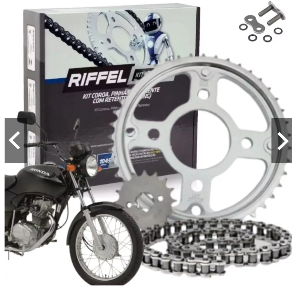Kit Relação Tração Transmissão com Retentor Cg Titan Fan 150 2004 a 2016 Original Riffel em Oferta na Shopee