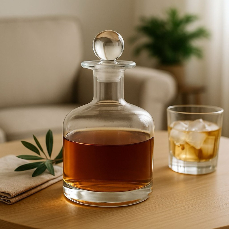 Garrafa Decorativa de Vidro com Tampa 300ml Transparente Elegante