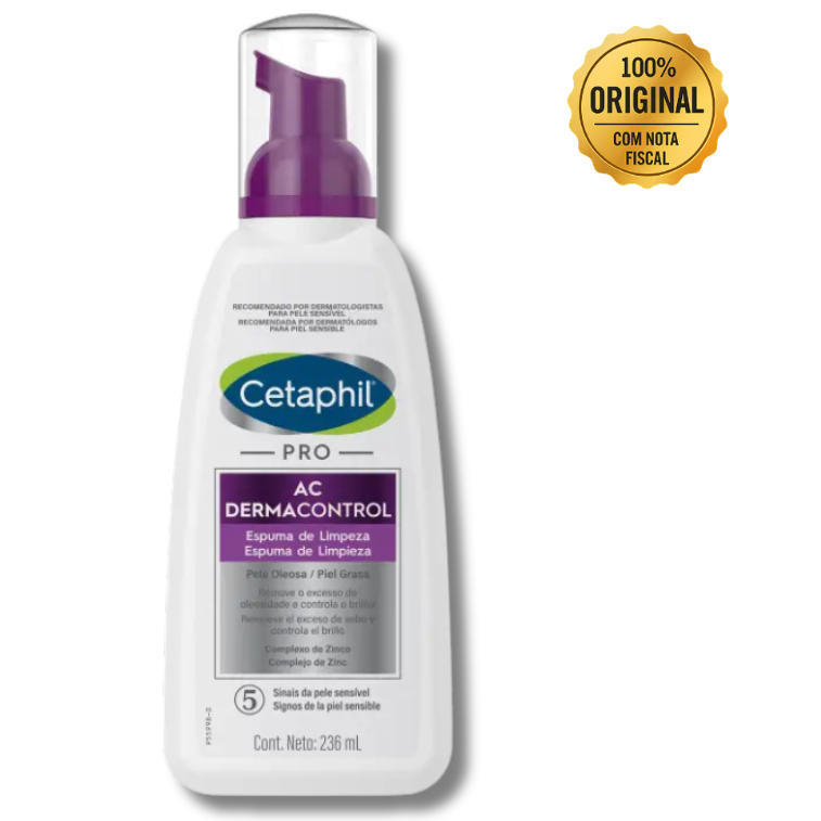 Espuma de Limpeza Facial Cetaphil Pro AC Dermacontrol 236ml | Pele Oleosa, Antiacne, Controle da Oleosidade