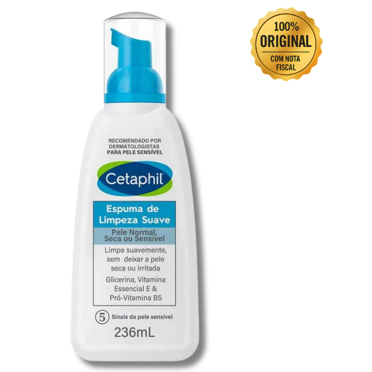 Espuma de Limpeza Suave Cetaphil 236ml | Pele Sensível, Limpeza Profunda, Hidratação e Conforto