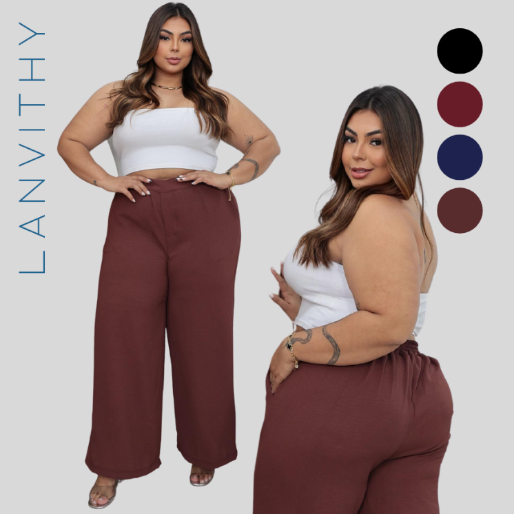 Calça Pantalona Alfaiataria Feminina Caimento Impecável Duna G1 G2 G3 Plus Size em Oferta na Shopee