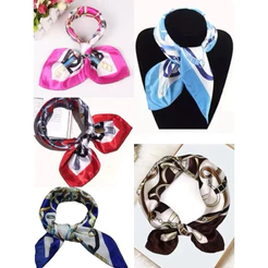 KIT 6 peca Lenço Feminino Estampado Acetinado Cetim Para Cabelo Bolsa Pescoço Banada