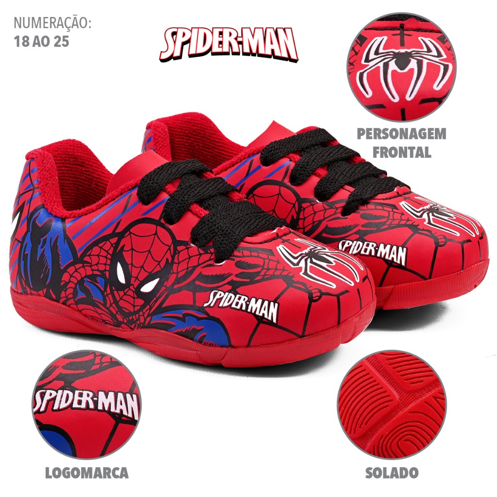 Tênis Infantil Futsal H-Aranha Vermelho do 18 ao 33