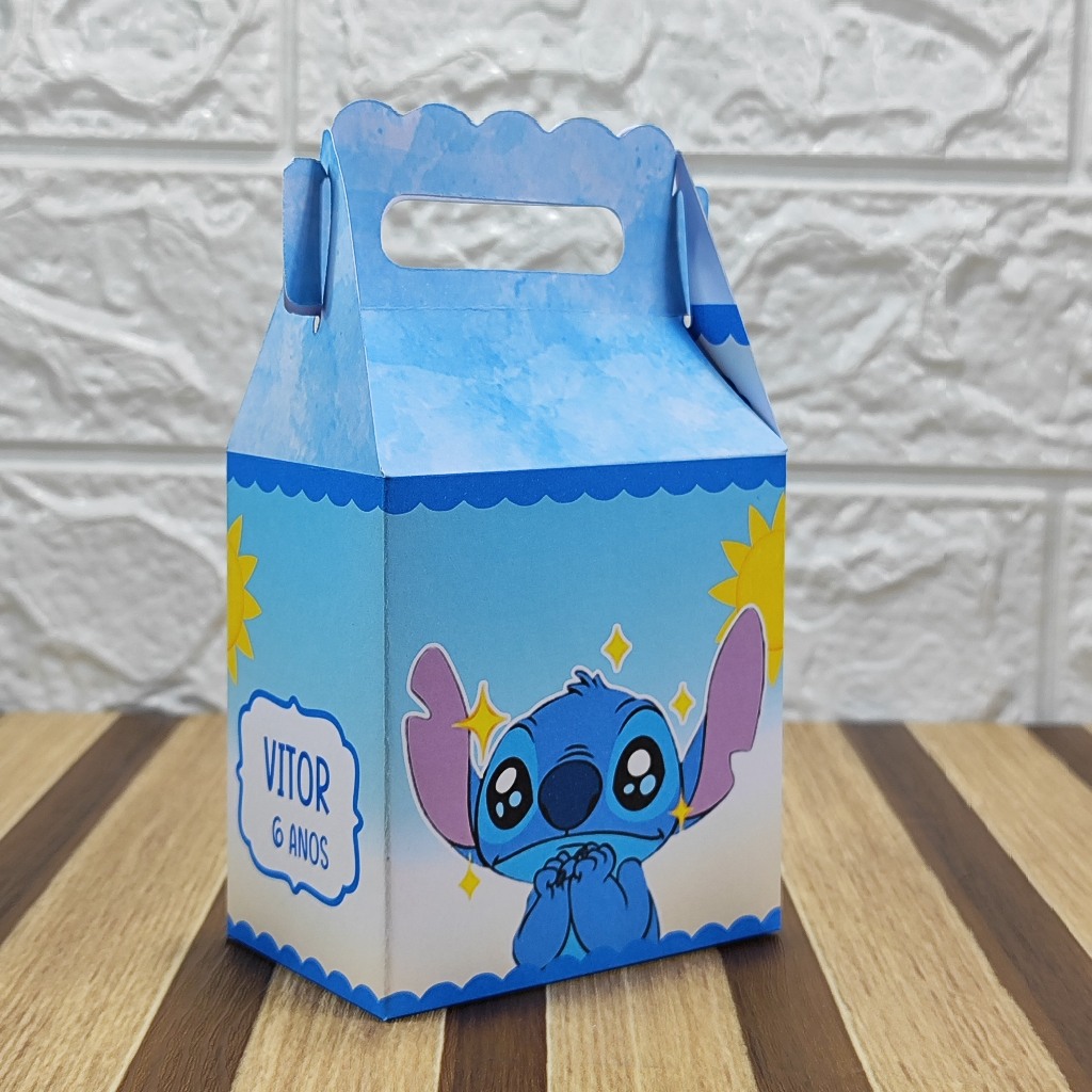 Caixa maletinha personalizada STITCH menino lembrancinha de festas de aniversário personalizados PEGUE E MONTE