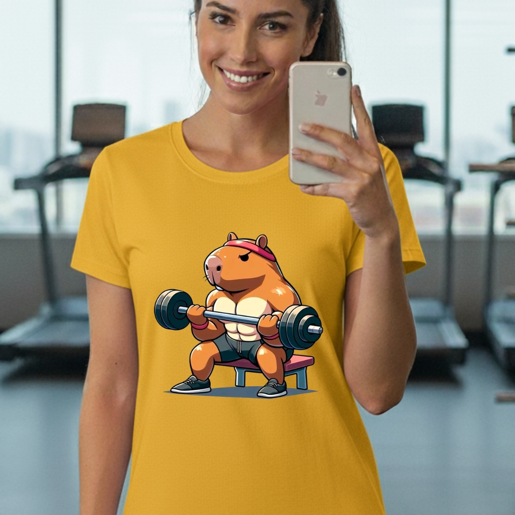 Camiseta Esportiva para Academia e Treinos  Estampada Capivara 100% Algodão Masculino Feminino Unissex