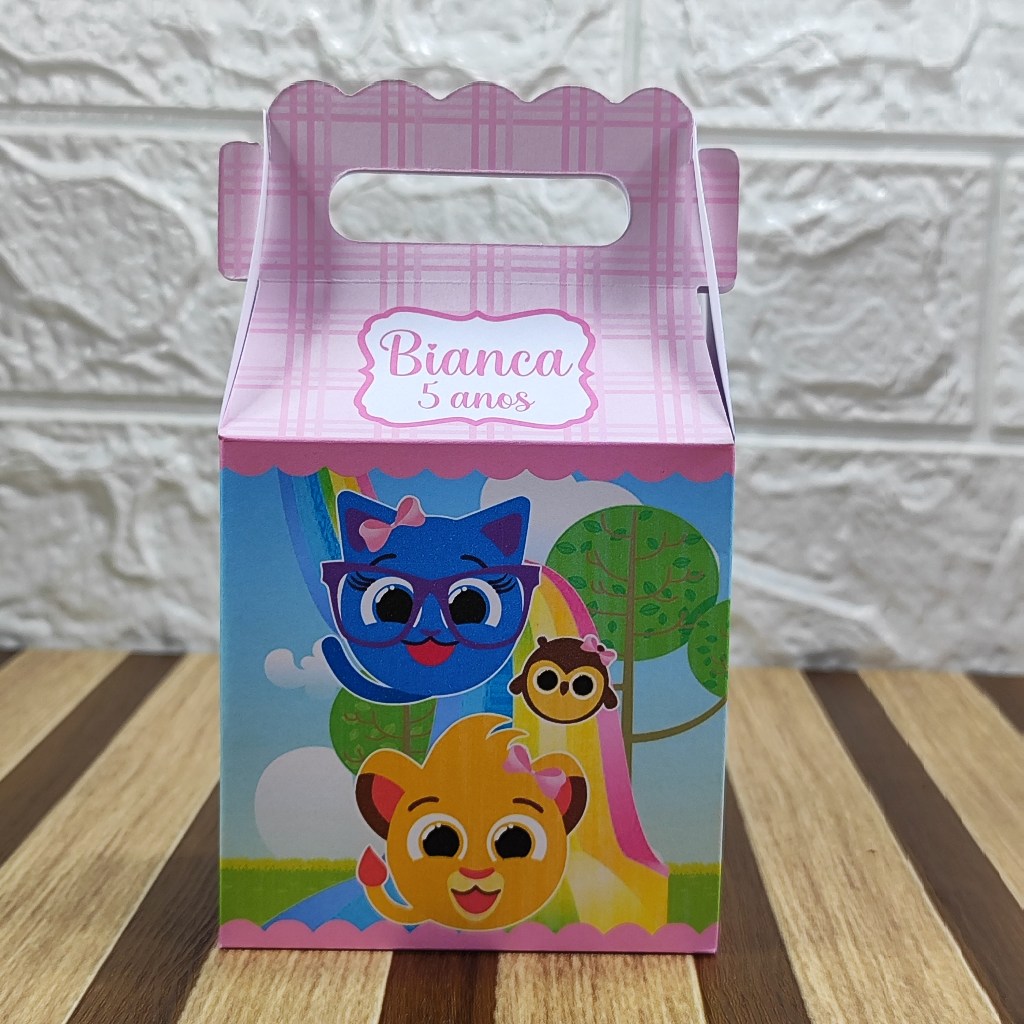 Caixa maletinha personalizada BOLOFOFOS menina lembrancinha de festas de aniversário personalizados PEGUE E MONTE