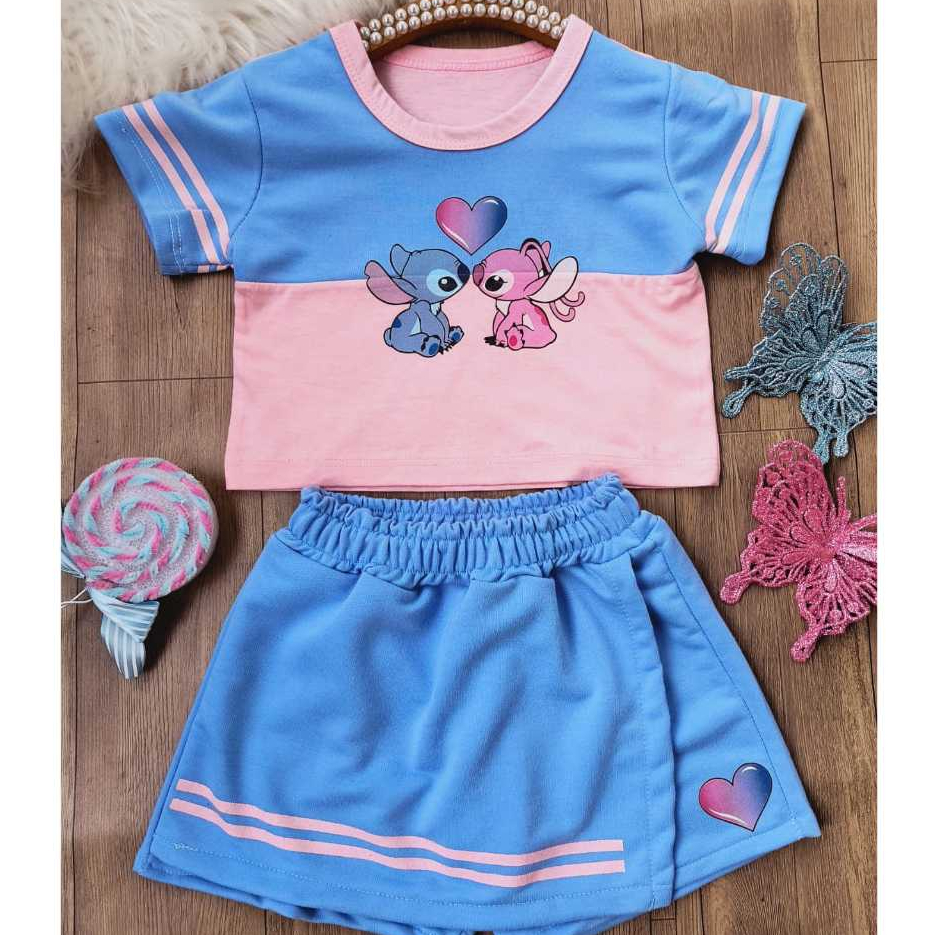 conjunto infantil menina short saia + cropped Lançamento verão
