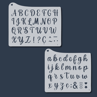 Kit Molde Stencil Pintura Alfabeto Letras Maiúsculas e Minúsculas Abecedário para Tecido Pano Mdf em Oferta na Shopee