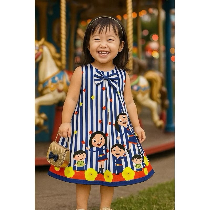 vestido infantil temático O Show da Luna! (Mod. Manuella listras)