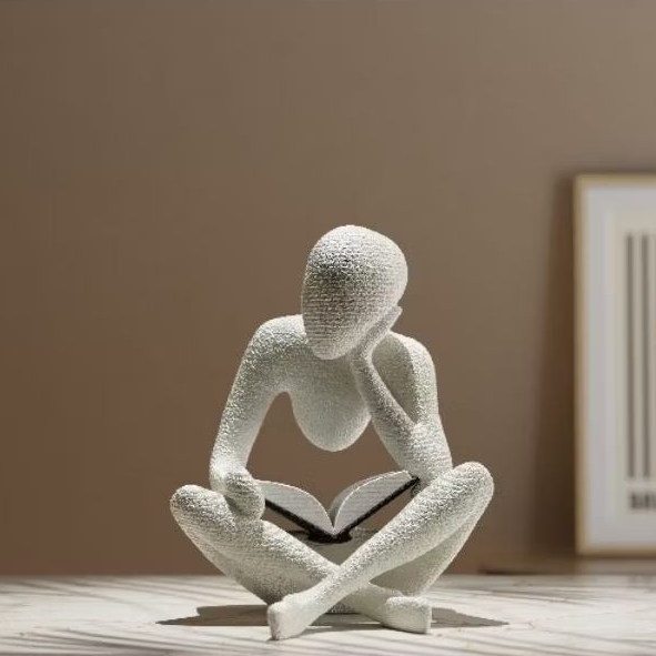 Escultura leitor, Escultura minimalista, decoração moderna.