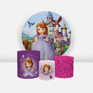 Kit Painel Redondo com Trio Capas De Cilindros 1,50x1,50 Princesa Sofia em Oferta na Shopee