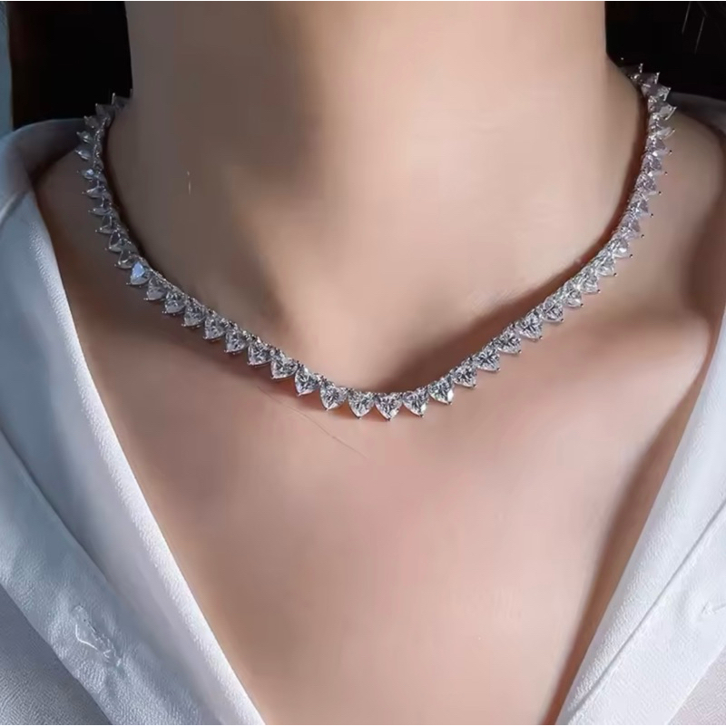 Colar Riviera de Coração 3 Pontas Super Brilho Zirconias Cristal em Oferta na Shopee