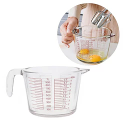 Jarra Medidora De Vidro Grande Temperado Com Alça Resistente Copo Receitas Cozinha Graduada ML OZ