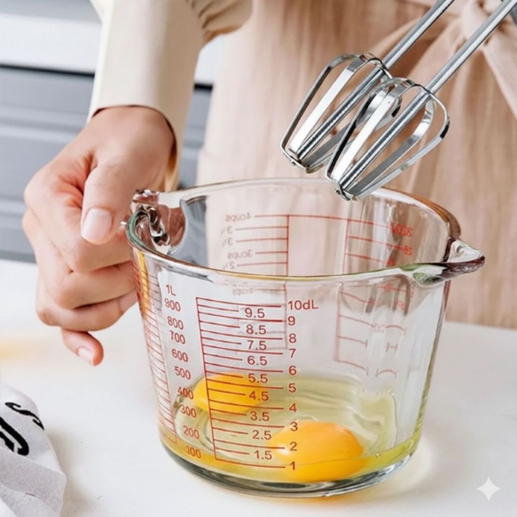 Jarra Medidora De Vidro Grande Temperado Com Alça Resistente Copo Receitas Cozinha Graduada ML OZ — imagem 2 de 2