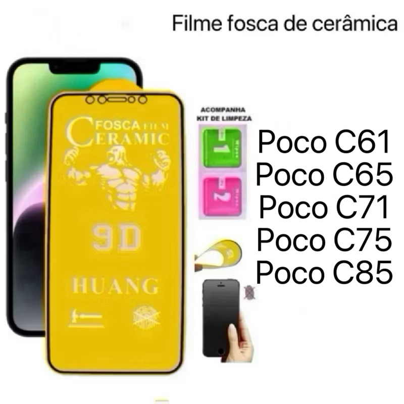 Película Fosca Cerâmica Flexível 9D Hidrogel Para Redmi Poco C71 Poco C75 C61 C65 C85